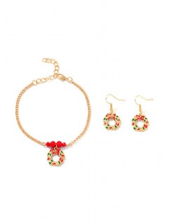 Christmas Garland Chain Bracelet and Hook Earrings - Gold