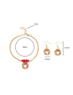 Christmas Garland Chain Bracelet and Hook Earrings - Gold