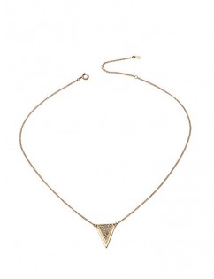 Artificial Diamond Triangle Necklace - Gold