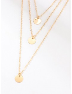Alloy Sequin Layered Necklace - Gold