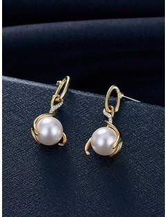 Faux Pearl Twist Bridal Jewelry Set - Gold