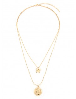 Butterfly Rose Coin Layered Necklace - Gold
