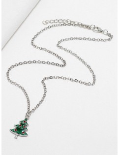 Christmas Tree Bell Necklace Set - Silver