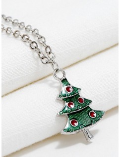 Christmas Tree Bell Necklace Set - Silver