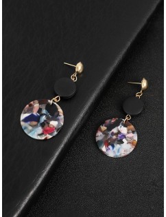 Round Marbling Colored Drop Earrings - Acu Camouflage
