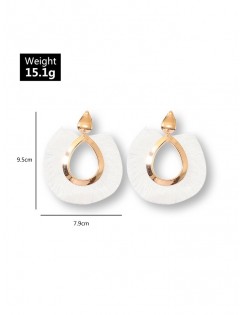 Water Drop Shape Fringed Earrings - White