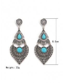 Bohemian Turquoise Hollow Out Drop Earrings - Gold