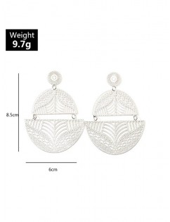 Hollow Out Semi-circle Earrings - Silver