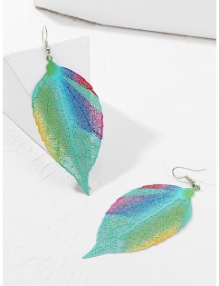 Colorful Leaf Shape Hook Earrings - Multi-a