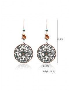 Hollow Out Round Flower Drop Earrings - Copper