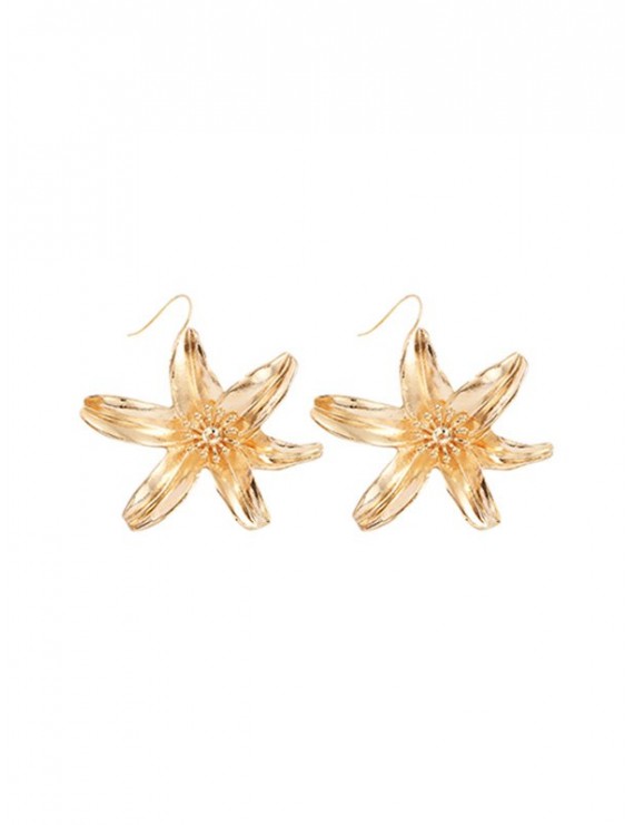 Fresh Style Carved Flower Drop Earrings - Gold