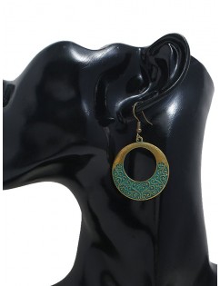 Hollow Out Embossed Circle Hook Earrings - Bronze