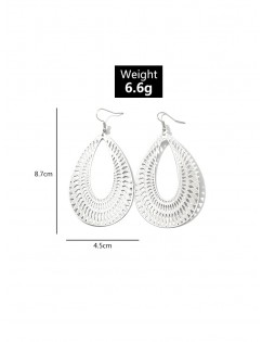 Geometric Hollow Out Water Drop Earrings - Silver