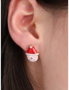 Rhinestone Father Christmas Tiny Stud Earrings - Multi-b