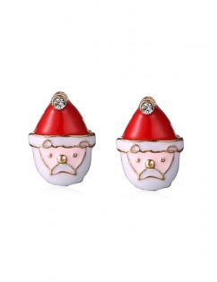 Rhinestone Father Christmas Tiny Stud Earrings - Multi-b