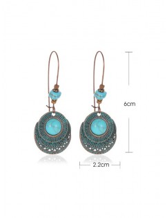 Faux Turquoise Hollow Out Round Drop Earrings - Seaweed Green