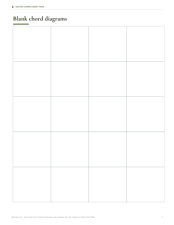 Preview of Blank B Chord Diagram Printable